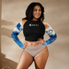 avant grande taille - Crop Top Lycra Femme Manche Longue Recyclé SPF50 Marron Bleu Marine - Couleurs Lagon