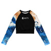 avant a plat - Crop Top Lycra Femme Manche Longue Recyclé SPF50 Marron Bleu Marine - Couleurs Lagon