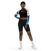 avant et shorty - Crop Top Lycra Femme Manche Longue Recyclé SPF50 Marron Bleu Marine - Couleurs Lagon