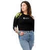 avant & jean - Crop Top Lycra Femme Manche Longue Recyclé SPF50 Noir Floral Hibiscus - Couleurs Lagon