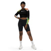 avant et shorty - Crop Top Lycra Femme Manche Longue Recyclé SPF50 Noir Floral Hibiscus - Couleurs Lagon