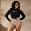 avant grande taille - Crop Top Lycra Femme Manche Longue Recyclé SPF50 Noir - Couleurs Lagon