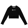 avant à plat - Crop Top Lycra Femme Manche Longue Recyclé SPF50 Noir - Couleurs Lagon
