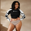 avant grande taille - Crop Top Lycra Femme Manche Longue Recyclé SPF50 Nautile Blanc - Couleurs Lagon