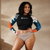 avant grande taille - Crop Top Lycra Femme Manche Longue Recyclé SPF50 Florale Frangipanier - Couleurs Lagon