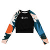 avant à plat - Crop Top Lycra Femme Manche Longue Recyclé SPF50 Florale Frangipanier - Couleurs Lagon