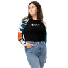 avant en jean - Crop Top Lycra Femme Manche Longue Recyclé SPF50 Florale Frangipanier - Couleurs Lagon