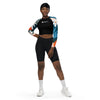 avant en shorty - Crop Top Lycra Femme Manche Longue Recyclé SPF50 Florale Frangipanier - Couleurs Lagon