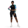 av short - Lycra MITI Crop Top Femme Caraco Recyclé UV50 Bleu Marine Meduse - Couleurs Lagon