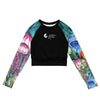av a plat - Lycra MITI Crop Top Femme Caraco Recyclé UV50 Bleu Marine Meduse - Couleurs Lagon
