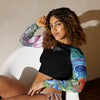 chaise - Lycra MITI Crop Top Femme Caraco Recyclé UV50 Bleu Marine Meduse - Couleurs Lagon