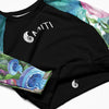 gros plan - Crop Top Lycra Femme Manche Longue Recyclé SPF50 Bleu Marine Meduse - Couleurs Lagon