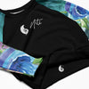 etiquette - Lycra MITI Crop Top Femme Caraco Recyclé UV50 Bleu Marine Meduse - Couleurs Lagon