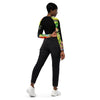 dos & jean noir - Crop Top Lycra Femme Manche Longue Recyclé SPF50 Noir Floral Hibiscus - Couleurs Lagon