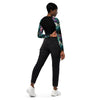 dos & jean noir - Crop Top Lycra Femme Manche Longue Recyclé SPF50 Noir Floral Libellule - Couleurs Lagon