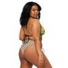 dos grande taille - Haut de bikini éco-responsable rembourré UPF50+ Noir Floral Hibiscus - Couleurs Lagon