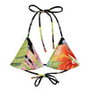 avant à plat - Haut de bikini éco-responsable rembourré UPF50+ Noir Floral Hibiscus - Couleurs Lagon