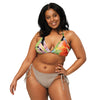 avant grande taillle - Haut de bikini éco-responsable rembourré UPF50+ Noir Floral Hibiscus - Couleurs Lagon