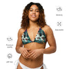 caracteristiques - Haut de bikini éco-responsable rembourré UPF50+ Noir Floral Libellule - Couleurs Lagon