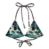 avant à plat - Haut de bikini éco-responsable rembourré UPF50+ Noir Floral Libellule - Couleurs Lagon