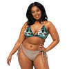 avant grande taille - Haut de bikini éco-responsable rembourré UPF50+ Noir Floral Libellule - Couleurs Lagon
