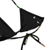 gros plan interieur coutures - Haut de bikini éco-responsable rembourré UPF50+ Noir Floral Hibiscus - Couleurs Lagon