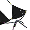 gros plan interieur coutures - Haut de bikini éco-responsable rembourré UPF50+ Noir Floral Libellule - Couleurs Lagon