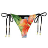 dos à plat - Bas de Bikini String Doublé Noir Recyclé UPF50+ Floral Hibiscus - Couleurs Lagon