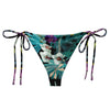 dos à plat - Bas de Bikini String Doublé Noir Recyclé UPF50+ Floral Libellule - Couleurs Lagon