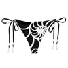 dos à plat - Bas de Bikini String Doublé Noir Recyclé UPF50+ Nautile - Couleurs Lagon