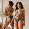 dos et avant grande taille - Bas de Bikini String Doublé Banane Recyclé UPF50+ Bénitier Bleu - Couleurs Lagon