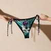 avant et doublure noir - Bas de Bikini String Doublé Noir Recyclé UPF50+ Floral Libellule - Couleurs Lagon