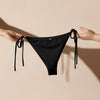 avant - Bas de Bikini String Doublé Recyclé UPF50+ Noir - Couleurs Lagon