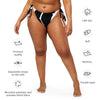 caracteristiques avant grande taille - Bas de Bikini String Doublé Noir Recyclé UPF50+ Nautile - Couleurs Lagon