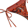 gros plan avant - Bas de Bikini String Doublé Rouge Recyclé UPF50+ Gorgone Nautilus - Couleurs Lagon