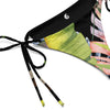 gros plan avant doublure noir - Bas de Bikini String Doublé Noir Recyclé UPF50+ Floral Hibiscus - Couleurs Lagon