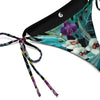 gros plan avant et doublure noir - Bas de Bikini String Doublé Noir Recyclé UPF50+ Floral Libellule - Couleurs Lagon