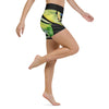 Couleurs Lagon - Yoga Shorts de Bain Taille Haute NOIR FLORAL COLEOPTERES - 1 poche ceinture