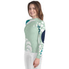 avant gauche fille - Lycra Manche Longue UPF50 Ado 8-20 Vert Lagon - Couleurs Lagon