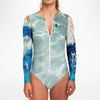 zip avant - Combi surf manches longues MITI caraco Marine Couleurs Lagon