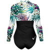 dos 3d - Combi surf manches longues MITI caraco Blanc Hibiscus Couleurs Lagon