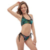 Ensemble de bikini tangua Couleurs Lagon FLORAL 2 NOIR