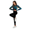 Ensemble sport femme top et legging dos nu noir bénitier bleu - avant gauche