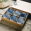 Bols en Porcelaine Céramique Japonaise Floral Bleu Outremer - Couleurs Lagon - 6pcs fine boite sur planche