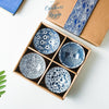 Bols en Porcelaine Céramique Japonaise Floral Bleu Outremer - Couleurs Lagon - 4pcs fine boite