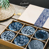 Bols en Porcelaine Céramique Japonaise Floral Bleu Outremer - Couleurs Lagon - 6pcs fine  box