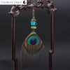Boucles d'Oreilles Plumes de Paon et Pierres Naturelles Océan - Couleurs Lagon