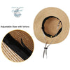 Chapeau de Plage Paille Ajustable PANAMA Rond Court - Couleurs Lagon