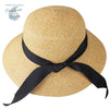 Chapeau de Plage Paille Ajustable PANAMA Rond Court - Couleurs Lagon