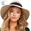 Chapeau de Plage Paille Ajustable PANAMA Rond Court - Couleurs Lagon